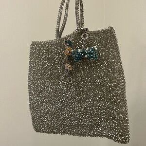 ✨ ANTEPRIMA Silver Wire Tote Bag w/ Crystal Floral Charms – 12” x 11” ✨
